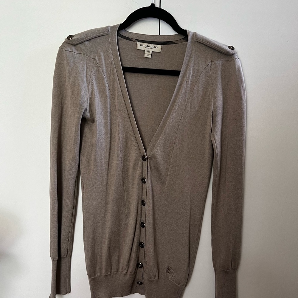 Burberry Beige Silk-Cashmere Blend Cardigan